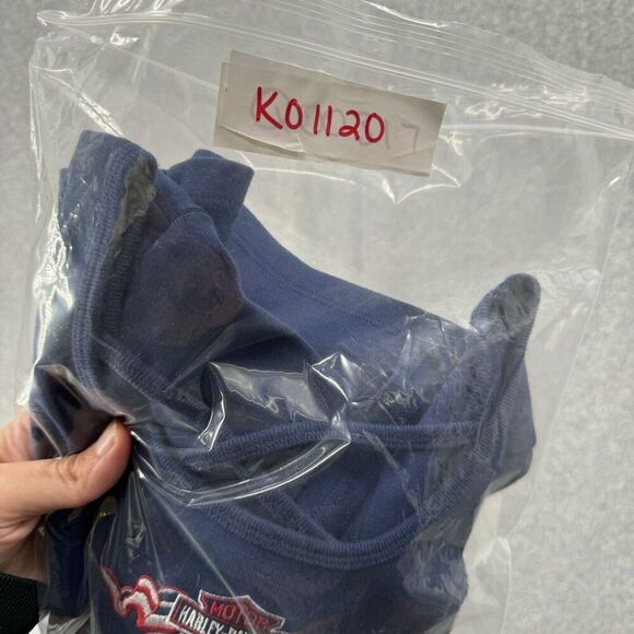 Harley-Davidson Tee Tshirt Wmns XS Blue Short Sleeve Embroidered Logo Motorcycle - Picture 11 of 11